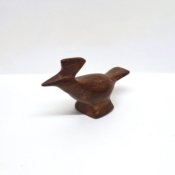 Vintage Wood Roadrunner Bird Figurine Carved Statue MCM 2"Tall - Picture 1 of 7